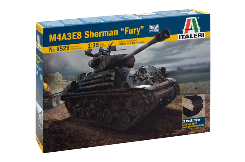 M4A3E8 Sherman "Fury" Armoured Vehicle  1/35 Scale Plastic Model Kit Italeri 6529