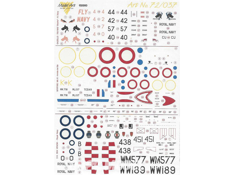 Model Art Decal System Decal Sheet 1/72 Scale Model Art Decal 72037