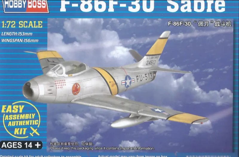 North American F86F Sabre 1/72 Scale Plastic Model Kit Hobby Boss 80258