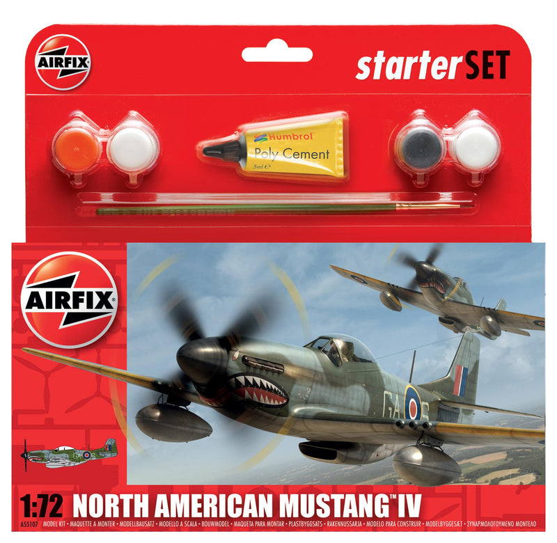 North American P-51D Mustang 1/72 Scale Starter Set Plastic Model Kit Airfix A55107