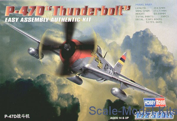 Republic P-47D Thunderbolt 1/72 Scale Plastic Model Kit Hobby Boss 80257