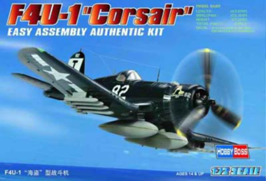 Vought F4U-1 Corsair 1/72 Scale Plastic Model Aircraft Hobby Boss 80217