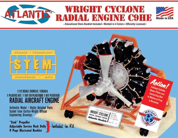 Wright Cyclone Radial Engine 1/12 Scale Plastic Model Kit Atlantis Model M6052