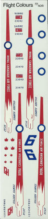 Canadair CL-13 Sabre 'Golden Hawks' Markings 1/72 Scale Decal Sheet Flight Colours 72A06