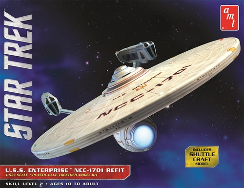 Star Trek  Enterprise `NCC1701 Refit 1/537 Scale Plastic Model Kit AMT 1080
