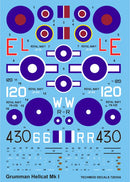 Grumman Hellcat l  Markings in FAA Service  1/72 Scale Decal Sheet Twchnof 72035