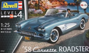 1958 Chwvrolet Corvette Roadster 1/24 Scale Plastic Modle Kit Revell 07097