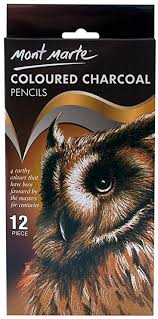 Coloured Charcoal Pencil Set 12Pc